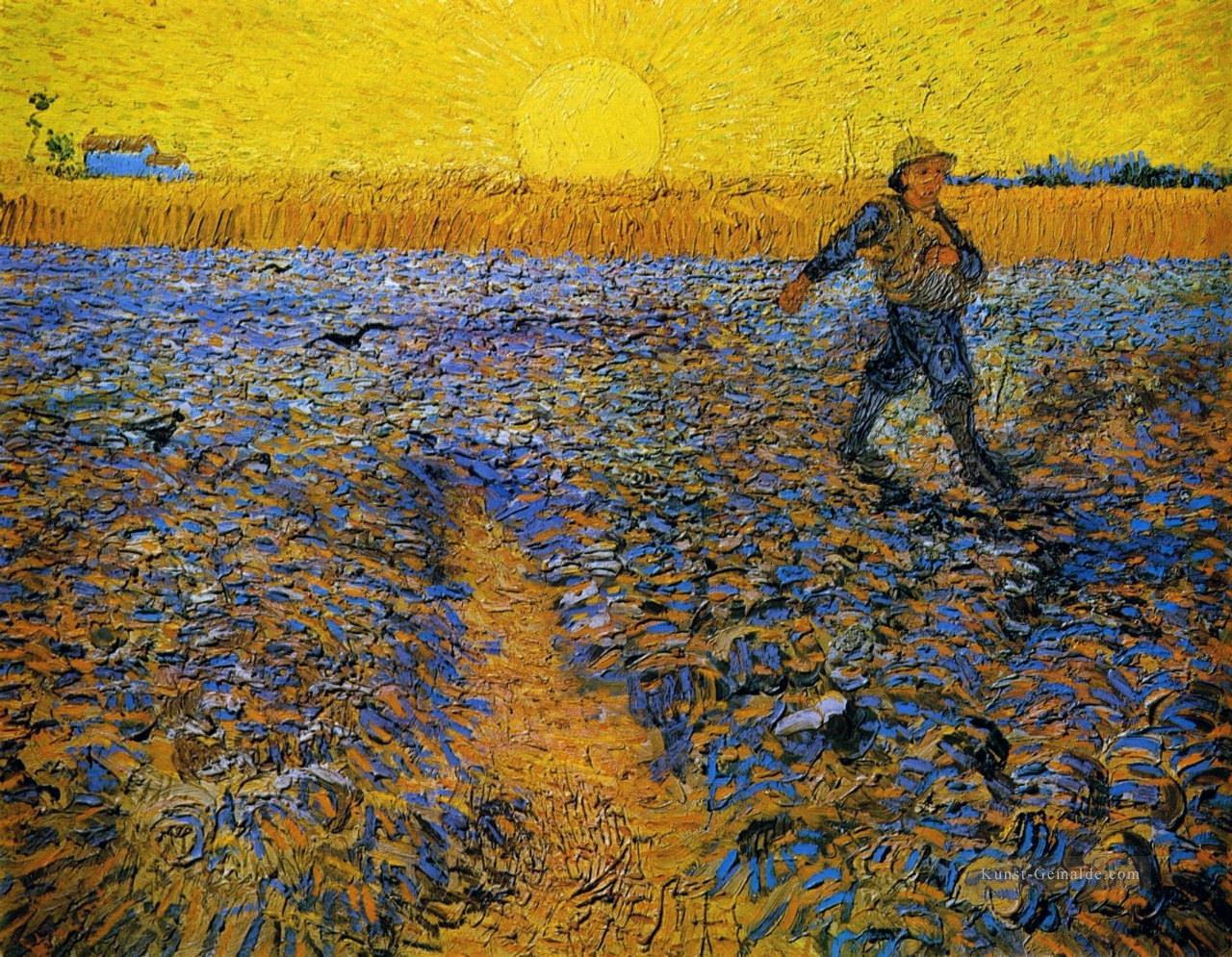 Sämann bei untergehender Sonne nach Hirse Vincent van Gogh Ölgemälde